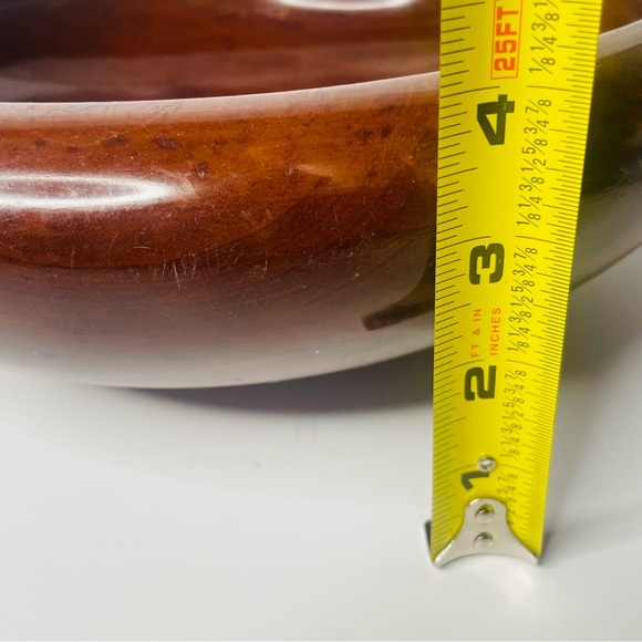 Vintage CaribCraft Solid Mahogany Handmade Haiti MCM Salad Bowl Set - Picture 7 of 10